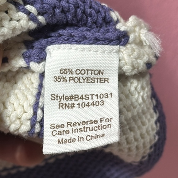 BLU PEPPER Blue/White Stripe Cropped Knit Slouchy Sweater Size L - Picture 5 of 5